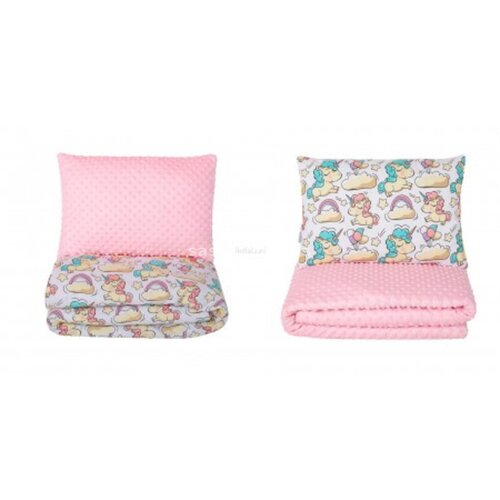 Olimp Sport Dvostrani jorgan i jastuk 160x90 - ROZE JEDNOROG Cene