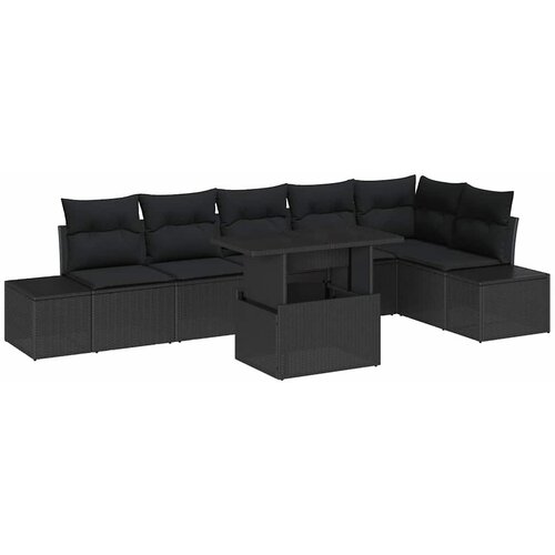  Sjedeća garnitura za vrt 7 kom. Crna poliratan 319 x 154 x 85 cm Slike
