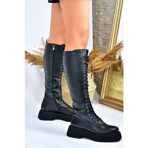 Fox Shoes Black Lace-up Casual Women's Boots