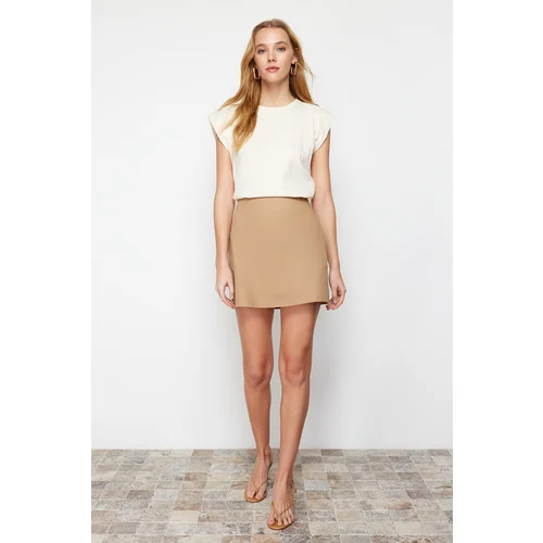 Trendyol Mink High Waist A-Line Mini Woven Skirt