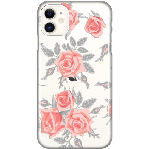 silikonska maska za Iphone 11 6.1 Elegant Roses Print Skin providna Slike