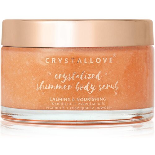 Crystallove Rose Quartz Shimmer Body Scrub piling za telo ble&amp;scaron;čeč 200 g Slike