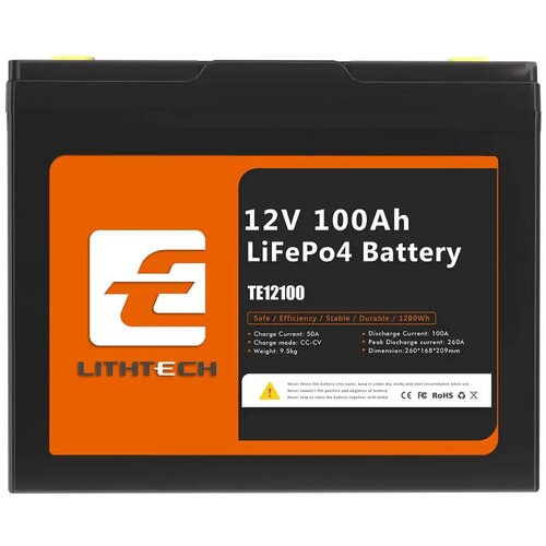  Baterija Lithtech TE12100 (LiFePO4, 12V, 100Ah, 1280Wh) Cijene