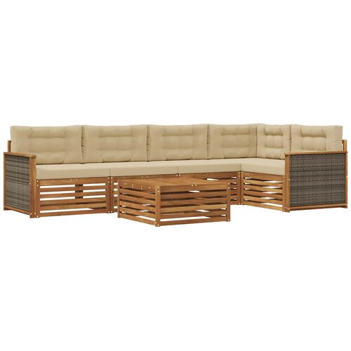 vidaXL Zunanja garnitura za sedenje z blazino 6 pcs Naravna in bež, (5000282048) Cene