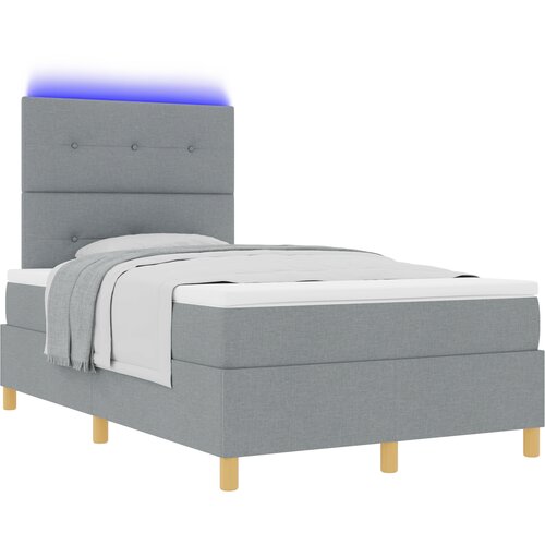 vidaXL Box Spring postelja s vzmetnico in LED svetlobo svetlo siva 120x200 cm tkanina Cene