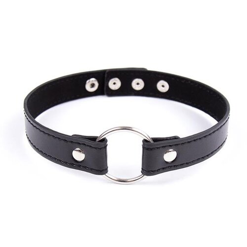 Fetish Addict Collar with Hoop Adjustable 38cm Black Cene