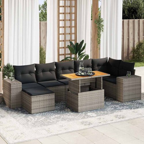  8-dijelni set vrtnih sofa od poliratana s jastucima sivi Slike