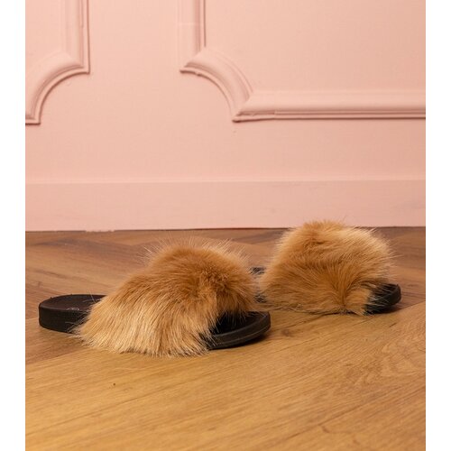Gemre Brown children's slippers with fur Malinka Cene