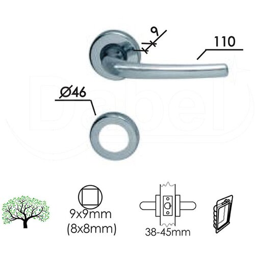 Dabel kvaka roz za vrata mito mat-hr 46/9/110/8/9 mm 6x6 Slike