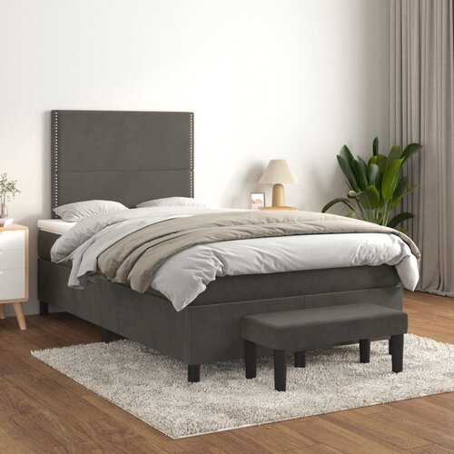 Box spring krevet s madracem tamnosivi 120 x 200 cm baršunasti Cene