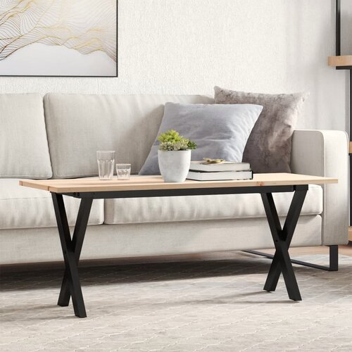 vidaXL Klubska mizica X okvir 110x40x45 cm trdna borovina lito železo Cene