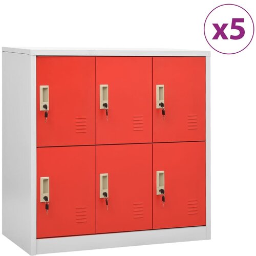 vidaXL Omara s ključavnico 5 kosov siva in rdeča 90x45x92,5 cm jeklo Cene
