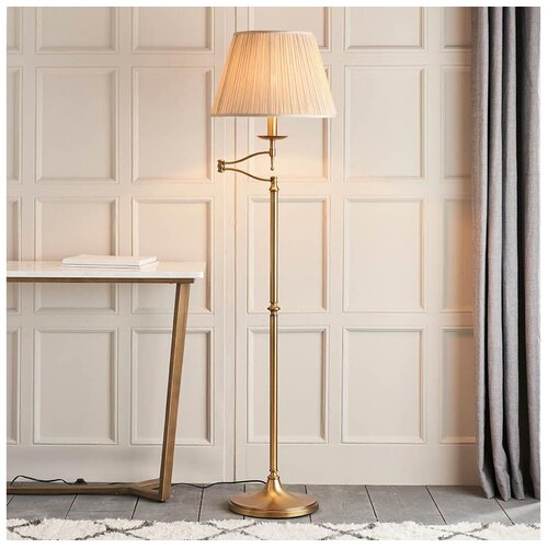 Endon 63621 - Podna lampa STANFORD 1xE27/60W/230V mesing/bež Slike