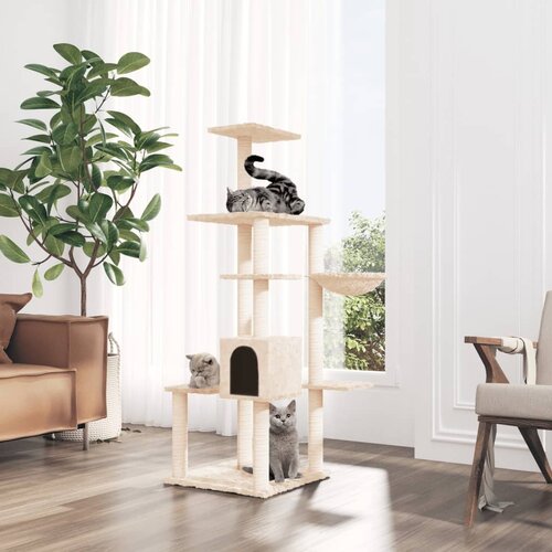 vidaXL Penjalica za mačke sa stupovima za grebanje krem 142 cm Cijene