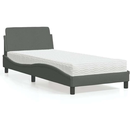  Postelja z vzmetnico temno siva 90x200 cm blago Cene