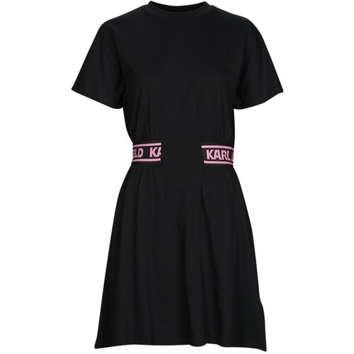 Karl Lagerfeld jersey dress w/logo waist crna Slike