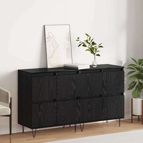 vidaXL Komode 2 pcs Crni hrast 120 x 35 x 70 cm Konstruirano drvo Cijene