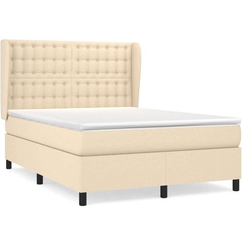  Krevet s oprugama i madracem krem 140 x 190 cm od tkanine Slike