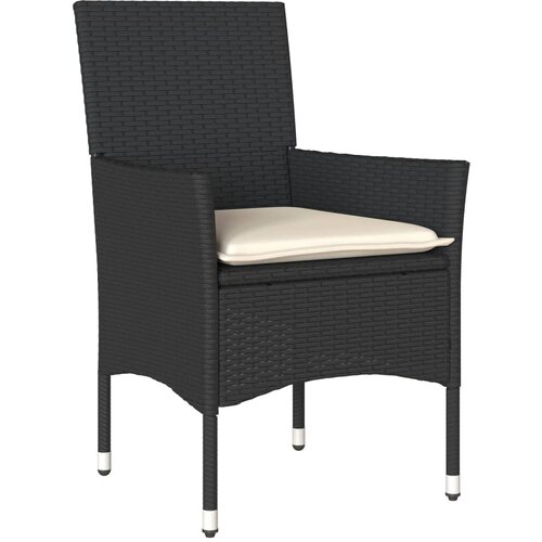  9-dijelni vrtni blagovaonski set s jastucima poliratan i staklo Crna i krem 190 x 90 x 75 cm Slike