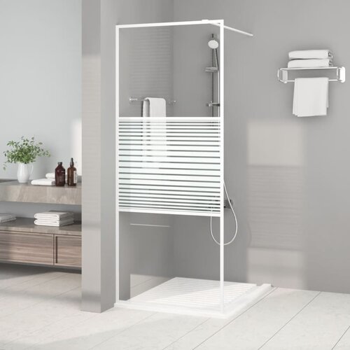 Pregrada za tu&scaron; bijela 80 x 195 cm s prozirnim staklom ESG Cijene