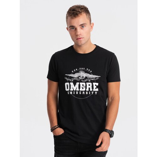 Ombre men's cotton t-shirt with military print - black Slike