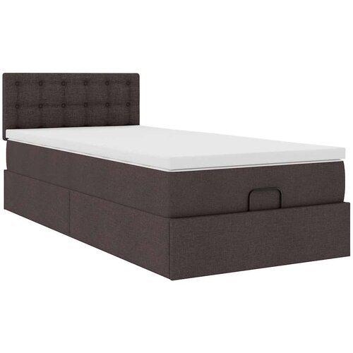 VidaXL Otomanski okvir kreveta s madraca tamnosmeđi 90x190cm tkanine Slike