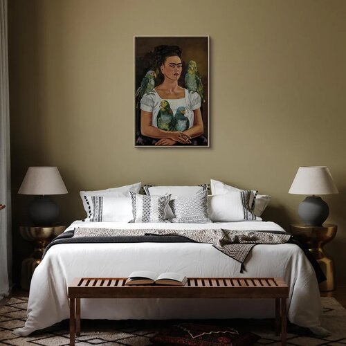  Slika - Frida Kahlo &amp;ndash; Me and My Parrots 80x120 U prirodnom drvenom okviru Slike