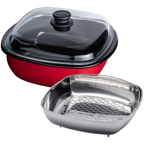 RIESS Kozica za kuhanje na sopari Color Rot 28x28cm / 4,5l / indukcija / inox, steklo, (5000198722) Slike