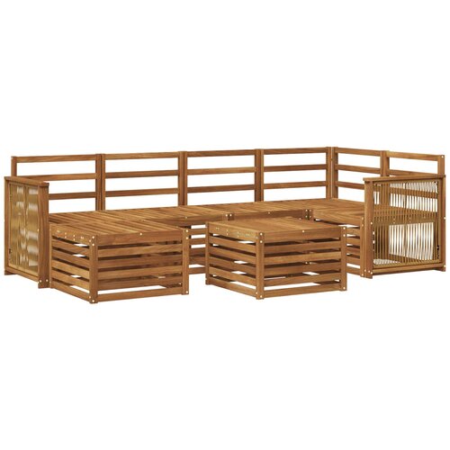 vidaXL Kotna sedežna garnitura 6 pcs Naravna Masiven les akacije, (5000283485) Cene