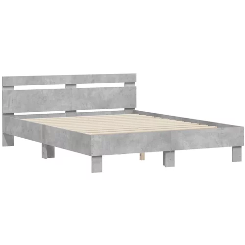 vidaXL Okvir kreveta s uzglavljem siva boja betona 150 x 200 cm drveni