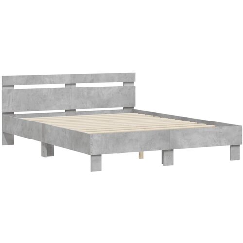 vidaXL Posteljni okvir z vzglavjem betonsko siv 150x200 cm inž. les, (20978771) Cene