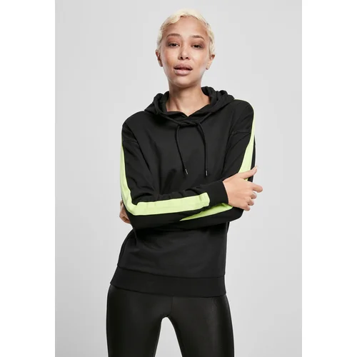 Urban Classics Women's Neon Hooded Shoulder Sweatshirt Black/Electric Lime