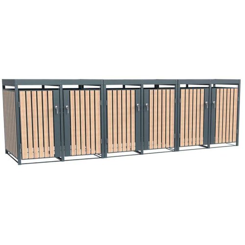 Westman - Spremi&amp;scaron;te za 6 kanti za smeće s krovom za biljke Planta | 6x240L | 84x396x124 cm - BRANDED IN GERMANY Slike