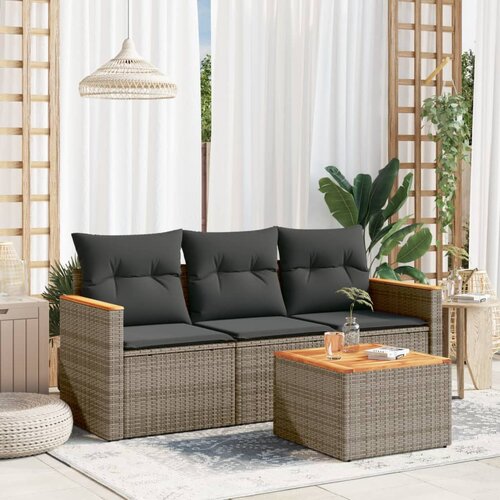  4-dijelni set vrtnih sofa od poliratana s jastucima sivi Cijene