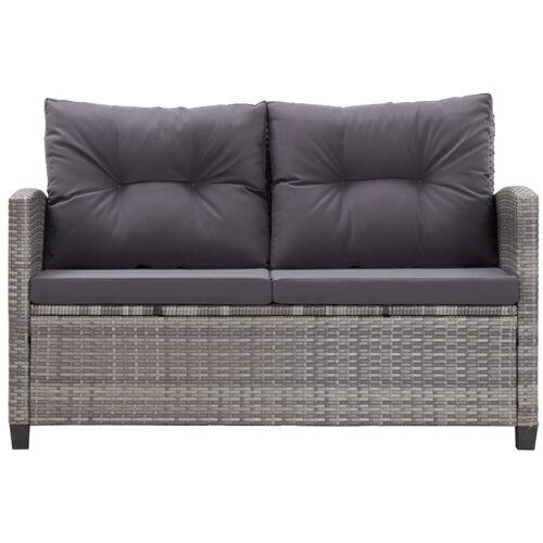 Maison Chic Vrtni kavč - Zunanji kavč dvosed z blazinami siv 124 cm poli ratan, (22041817) Slike