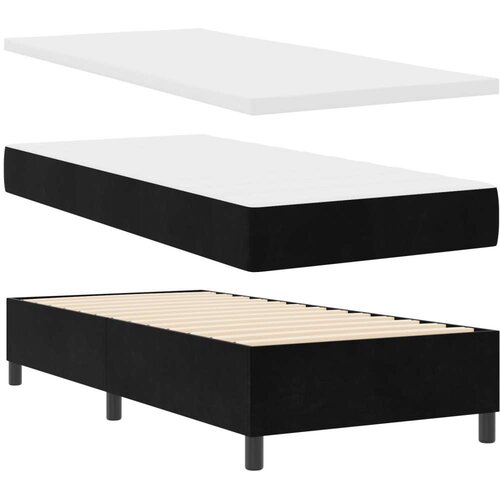 VidaXL Box Spring Krevet s Du&amp;scaron;ekom Crni Jednostruki Bar&amp;scaron;un Slike