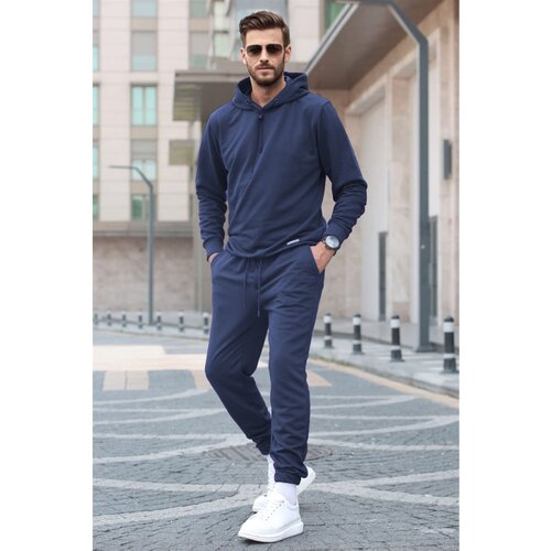 Madmext Navy Blue Hooded Basic Tracksuit Set 5908 Slike
