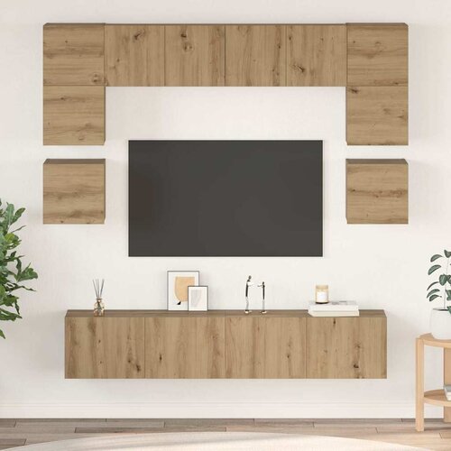 vidaXL Set TV komoda s policom Zidne Ostalo 8 pcs hrast artisan 80 x 30 x 30 cm Cijene
