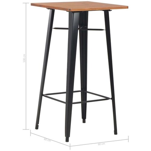 VidaXL Barski stol crni 60 x 60 x 108 cm od masivne borovine i čelika Slike