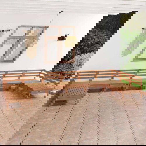  Vrtna garnitura 10-delna medeno rjava trdna borovina, (20676855) Cene