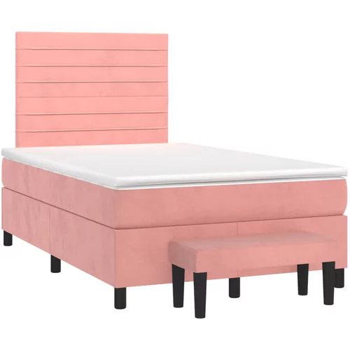 vidaXL Box spring postelja z vzmetnico roza 120x190 cm žamet, (21128643)