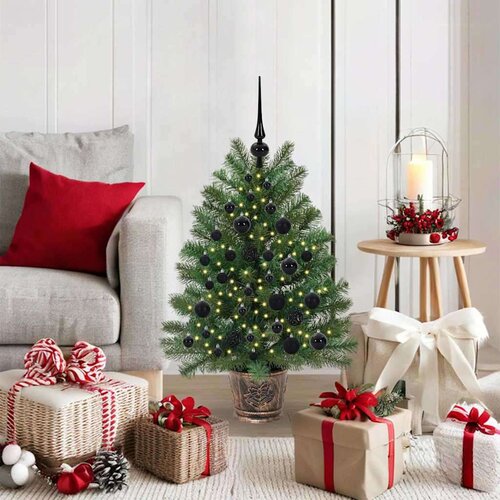 vidaXL Umestno božično drevo med 150 LED Zelena 90 cm PE in PVC Cene