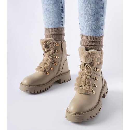Gemre Beige boots with decorative fur Quarto Cene