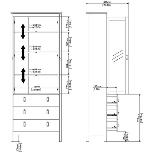 Tvilum sivo-bež vitrina 78x199x33 cm madrid &amp;ndash; Slike
