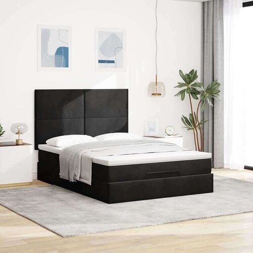  Otomanski krevet s madracima crni 140x190cm bar&amp;scaron;unasti Slike