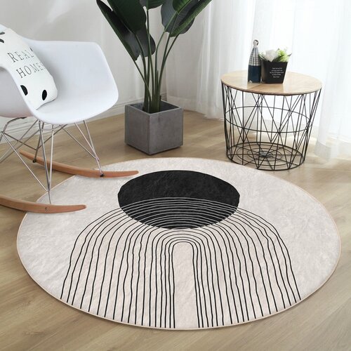 Mila Home Crno-bijeli periv/pogodan za robotski usisavač okrugli tepih &amp;oslash; 80 cm Comfort &amp;ndash; Slike