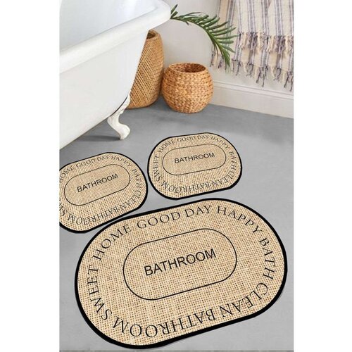  Baindos - Beige Beige Bathmat Set (3 Pieces) Cene