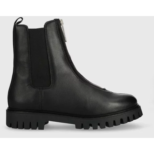 Tommy Hilfiger Kožne gležnjače Zip Boot za žene, boja: crna, ravna potpetica