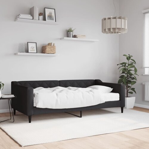  Dnevni krevet s madracem crni 90 x 190 cm od tkanine Cijene