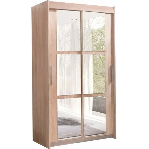 Meble Jurek Garderobna omara z drsnimi vrati Karo z ogledali - 100 cm - Sonoma